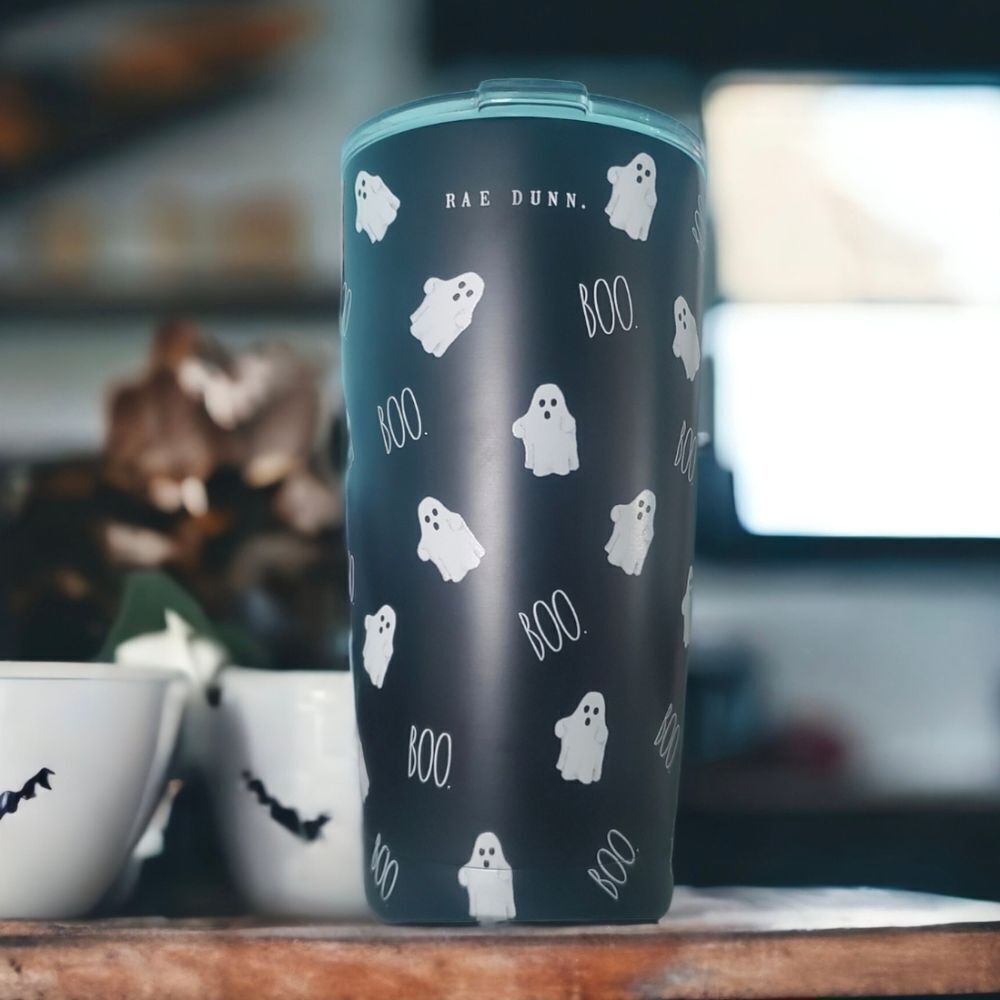 Rae Dunn BOO Ghost 👻 Stainless Steel Insulated Tumbler /Travel Coffee Mug
